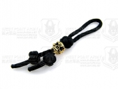 schmuckatellico Fang Gold Skull Zipper Pull w/Black Paracord 金色骷髅刀坠