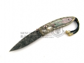 William Henry 威廉亨利 B05-1104 "MONARCH"系列典藏绅士刃 Blackbeard 海盗 碳素大马士革钢＋纯银雕刻镶嵌＋珍珠头骨 全球限量500只