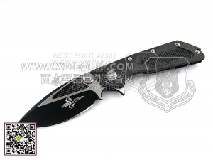 MICROTECH 微技术 Marfione/Mick Strider 154CM钢 铣削碳纤维柄，钛合金锁杆脊柱